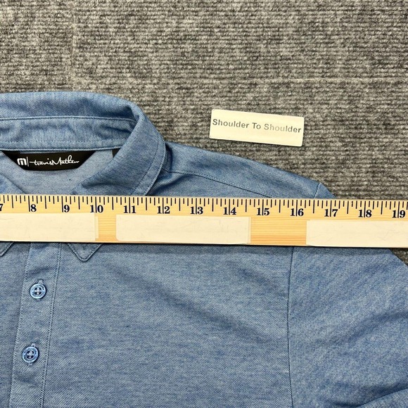 Travis Mathew Oceanside Heather Polo Shirt Mens M Blue Performance Short Sleeve - Picture 6 of 9